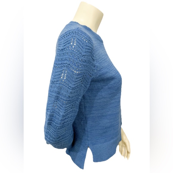Christian Siriano New York Blue Knit Sweater Women’s S Textured Sleeve Pullover - Picture 2 of 9